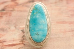 Genuine Blue Kingman Turquoise Sterling Silver Native American Ring